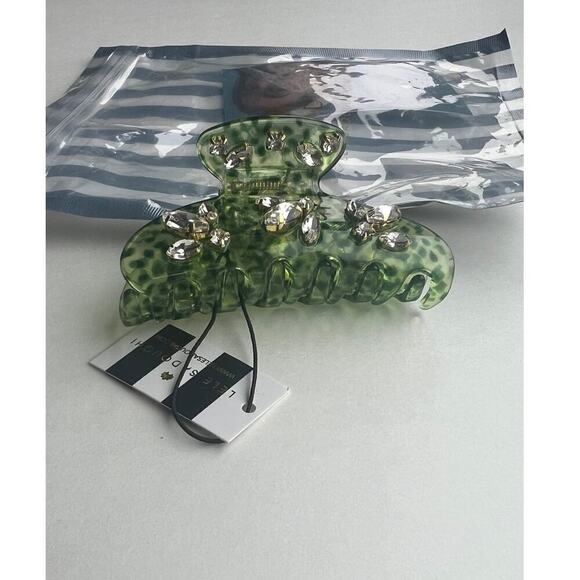 Lele Sadoughi 14k Gold Crystal Acetate Claw Clip Green NWT main image 6